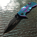 8" TAC FORCE SPRING ASSISTED Tactical Purple Scorpion FOLDING Pocket Knife Open