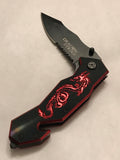 Copy of 8.5” Spring Assisted Tactical Black Red Dragon Folding Pocket Knife - Frontier Blades