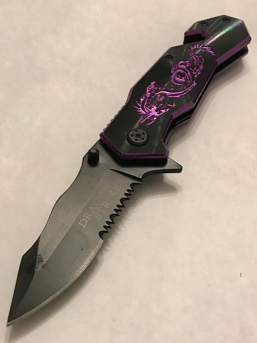 5 DRAGON TAIL FOLDING KNIFE (PURPLE) - SPRING ASSIST