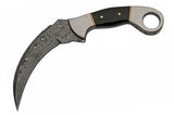 8.75" Raindrop Damascus Steel Karambit Knife - Frontier Blades
