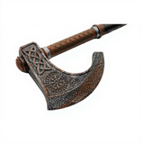 Valhalla axe with Celtic patterns on a white background