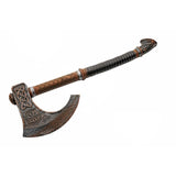Valhalla Norse axe with intricate designs on a white background