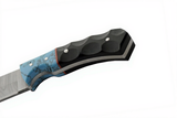 6.5" Real Damascus Steel Skinning Knife W/ Blue Turquoise Micarta Handle (DM-1404TR)