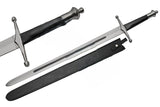 36" Medieval Prince Sword – Stainless Steel Replica with Black Leather Grip & Scabbard