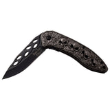 Dark Side Blades DS-A055SW Spring Assisted Knife – Stonewashed Skull Handle & 3.5" Drop Point Blade