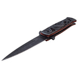 Dark Side Blades Dragon Stiletto Stonewash Grey &Red Handle Spring Assisted Knife