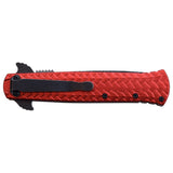 Dark Side Blades Dragon Stiletto Stonewash Grey &Red Handle Spring Assisted Knife
