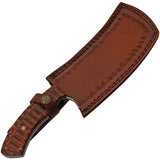 Damascus Steel Twist Red Wood Heavy Duty Cleaver's Leather Sheath (DM-1276)