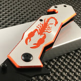 8" Scorpion Sting Orange Spring Assisted Folding Pocket Knife