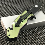 8" Scorpion Sting Green & Black Cool Pocket Knife For Sale