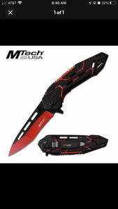 7.75" MTech USA Spring Assisted Red Outdoor Pocket Knife MTA1054RD
