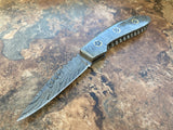 7" Custom Handmade Lockback Damascus Folding Pocket Knife - Frontier Blades