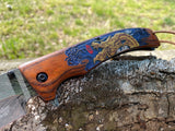 Dark Fantasy Blades Decorative Golden Dragon & Wood-Grained Cool Knife - Frontier Blades