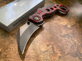 Z-Killer Zombie Red Skull Camo Spring Assisted Karambit - Tactical Folding Pocket Knife