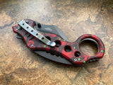 Z-Killer Zombie Red Skull Camo Spring Assisted Karambit - Tactical Folding Pocket Knife