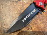 Fire Department Red Rescue Spring Assisted Tactical Folding Knife
