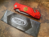 Fire Department Red Rescue Spring Assisted Tactical Folding Knife