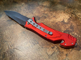Fire Department Red Rescue Spring Assisted Tactical Folding Knife