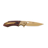 MTech USA MT-A2019GD Gold TiNi Blade & Red Wood Handle Spring Assisted Folding Knife