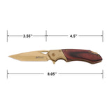 MTech USA MT-A2019GD Gold TiNi Blade & Red Wood Handle Spring Assisted Folding Knife
