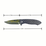 MTech USA MT-A2078YL Spring Assisted Knife – Yellow Damascus Wave Laser Etched Blade & Carbon Fiber Look Handle
