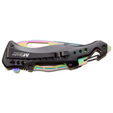 MTech USA Rainbow TiNi Blade with Integrated Carabiner & Multi-Tool Spring Assisted Knife