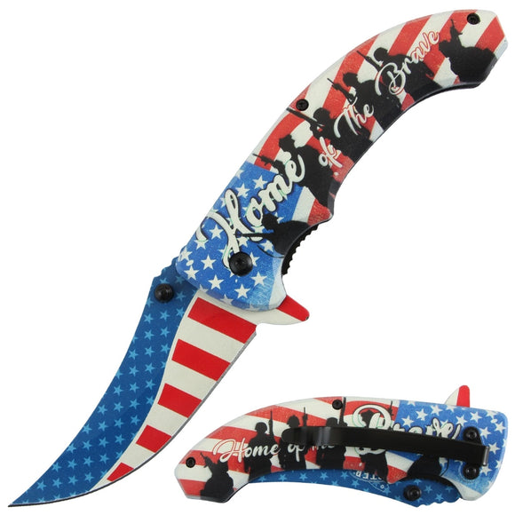 Master USA Cool Spring Assisted Folding Pocket knife with American flag design and 
