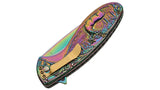 Rainbow Deer in Woods Titanium Assisted Cool Folding Pocket Knife Closed View (300428-RB)