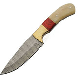 9" Red Bone Hunter Damascus Steel Handmade Skinning Knife (DM-1337)