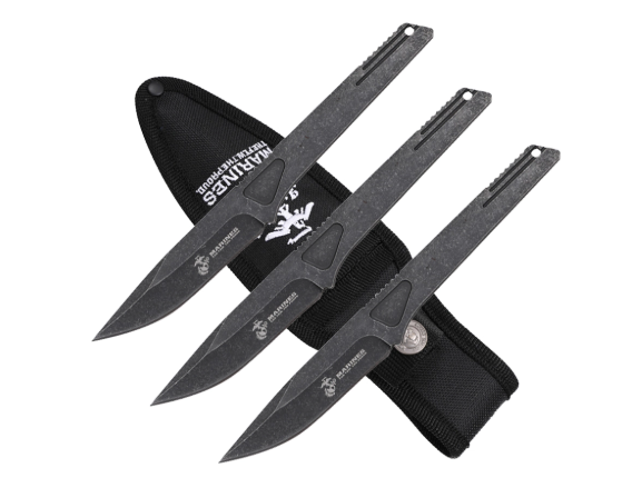 USMC Marines Military Black Throwing Knives-Set of 3