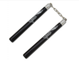 12.50" Black Round Wooden Nunchakus w/Ball Bearing Chain