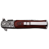 Tac-Force Speedster Stiletto - Damascus Etched Pakkawood Folding Knife