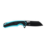 Dark Side Blades DS-A2003B Spring Assisted Knife – Teal Blue 3D Skull Sculpted Handle with Black Wharncliffe Blade - Frontier Blades