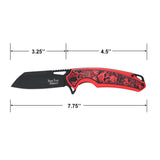 Dark Side Blades DS-A2003R Spring Assisted Knife – Red 3D Skull Sculpted Handle with Black Wharncliffe Blade