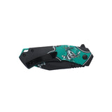 Dark Side Blades Teal Green Pirate Graphic Handle & Black tanto Blade Spring Assisted Knife