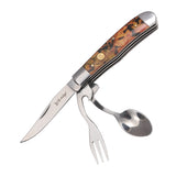"Elk Ridge ER-439GC hobo knife with woodland camouflage handle."