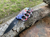 American U.S. Flag Bald Eagle Spring Assisted Knuckle Patriotic Pocket Trench Knife - Frontier Blades