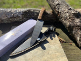 12" Handmade Damascus Steel Kitchen Knife Walnut Wood Handle & Genuine Leather Sheath