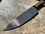 12" Handmade Damascus Steel Kitchen Knife Walnut Wood Handle & Genuine Leather Sheath