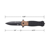 USMC M-3011G10 Spring Assisted Knife – Tan & Black G10 Handle with Black Spear Point Blade (Officially Licensed)