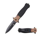 USMC M-3011G10 Spring Assisted Knife – Tan & Black G10 Handle with Black Spear Point Blade (Officially Licensed)
