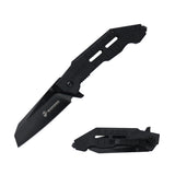 USMC M-A3002BK Spring Assisted Knife with black Wharncliffe blade and G10 handle.