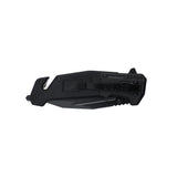  "Closed view of USMC M-A3003BK tactical knife showing the integrated seatbelt cutter hook, glass breaker pommel, and pocket clip."