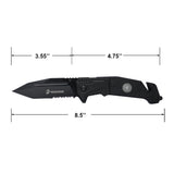 USMC Officially Licensed Black Tactical Rescue Folding Knife