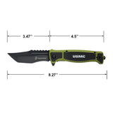 USMC M-A3005GN "The Few The Proud" Spring Assisted Knife – Green Handle Tanto with Spine Serrations