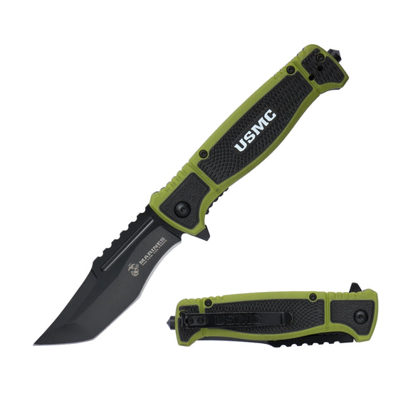 USMC M-A3005BK Assisted Tanto Knife | Black Tactical Folder