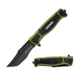 USMC M-A3005GN "The Few The Proud" Spring Assisted Knife – Green Handle Tanto with Spine Serrations