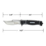 USMC M-A3005GY "The Few The Proud" Spring Assisted Knife – Grey Handle Tanto with Sawback Spine