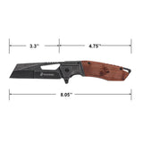 USMC "The Few The Proud" Spring Assisted Knife – Wharncliffe Blade with Brown Wood Handle