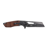 USMC "The Few The Proud" Spring Assisted Knife – Wharncliffe Blade with Brown Wood Handle